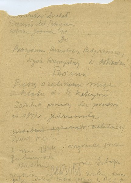 KKE 5531.jpg - Dok. Podanie Michała Katkowskiego do Prezydium Wojewódzkiej Rady Narodowej dotyczące zakwalifikowania zakładu fotograficznego do zakładów II kategorii, Ostróda, lata 40-te XX wieku.